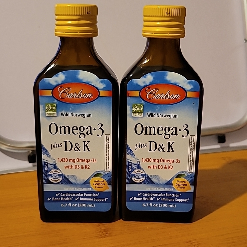 2ct Carlson Omega-3 plus D&K Supplement